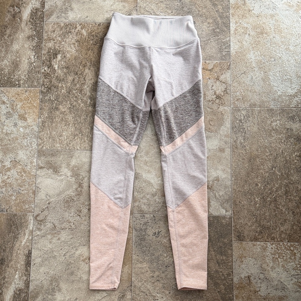 ALO Yoga Heather Gray Pink Purple Leggings | Sz S
